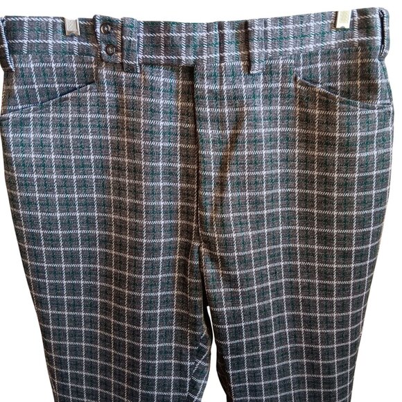 36x30 Vintage Checkered Flare Pants 1970's Plaid Haggar Double Button True Mod - Picture 1 of 7